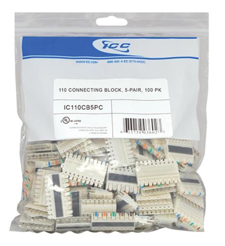 110 CONNECTING BLOCK- 5-PAIR- 100 PK ICC-IC110CB5PC