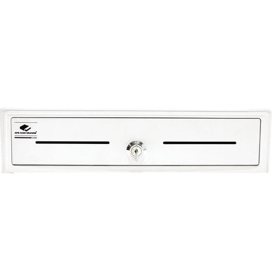 Apg Entry Level- 13&Acirc;&Euro; Electronic Point Of Sale Cash Drawer | Arlo Series Ekds320-1-W330-A10 | Printer Compatible With Cd-101A Cable Included | Plastic Till With 4 Bill/ 5 Coin Compartments | White
