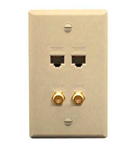 FACEPLATE IDC 2 DATA and 2 F TYPE IVORY ICC-ICRDS2F5IV