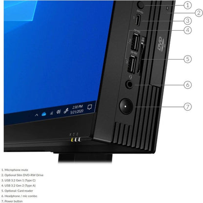 Lenovo Thinkcentre M70A Intel® Core™ I7 54.6 Cm (21.5") 1920 X 1080 Pixels Touchscreen 16 Gb Ddr4-Sdram 256 Gb Ssd All-In-One Pc Windows 10 Pro Wi-Fi 5 (802.11Ac) Black