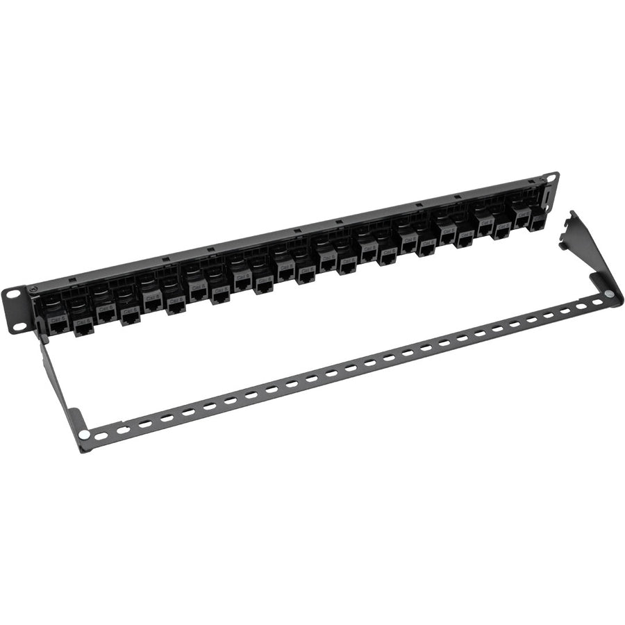 Tripp Lite N254-024-Of 24-Port 1U Rack-Mount Cat5E/6 Offset Feed-Through Patch Panel With Cable Management Bar, Rj45 Ethernet, Taa