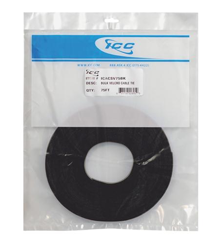 Velcro Tie Bulk 75ft - Black ICC-ICACSV75BK