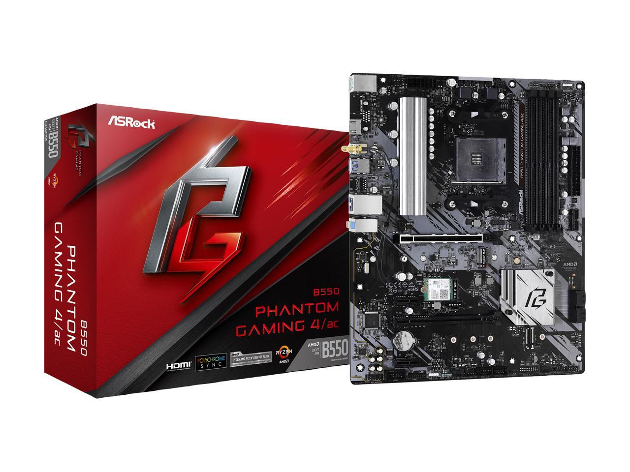 Asrock B550 Phantom Gaming 4/Ac Am4 Amd B550 Sata 6Gb/S Atx B550