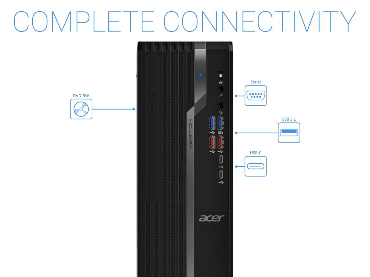 Acer Veriton X4 Desktop, Intel Core I5-9400 Upto 4.1Ghz, 16Gb Ram, 512Gb Ssd, Dvdrw, Displayport,