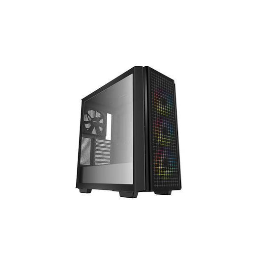 Deepcool Cg540 Mid-Tower Atx Case, Tempered Glass Front And Side Panels, Three Pre-Installed 120Mm Argb Fans, 140Mm Rear Black Fan, Black