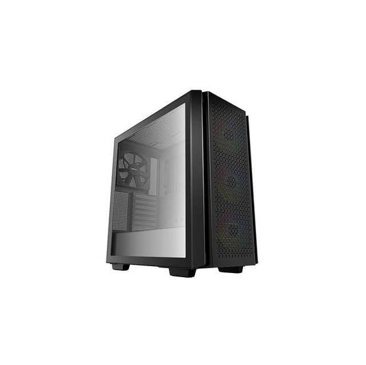 Deepcool Cg560 Mid-Tower Atx Case, Mesh Front Panel For High Airflow, Three Pre-Installed 120Mm Argb Fans, 140Mm Rear Black Fan, Tempered Glass, Black