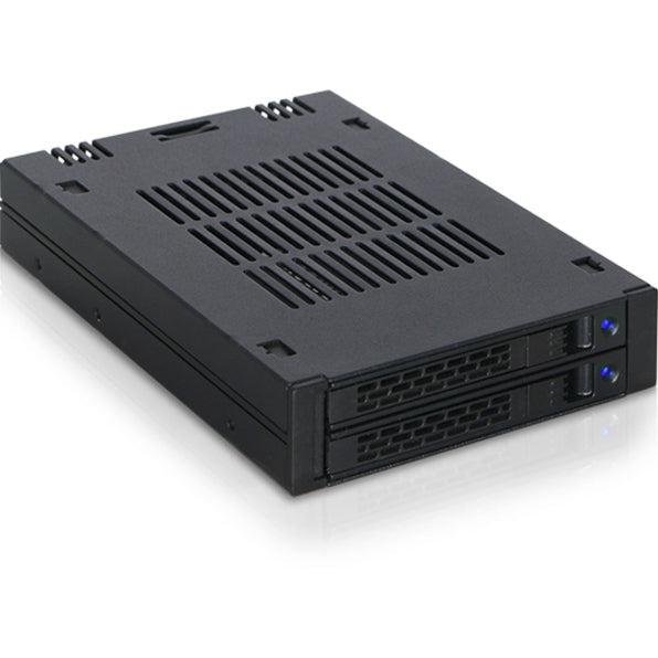 Icy Dock Expresscage Mb742Sp-B 2X 2.5 Inch Sas/Sata Hdd/Ssd Mobile Rack For External 3.5 Inch Bay - Comparable To Tray-Less Design (Black)