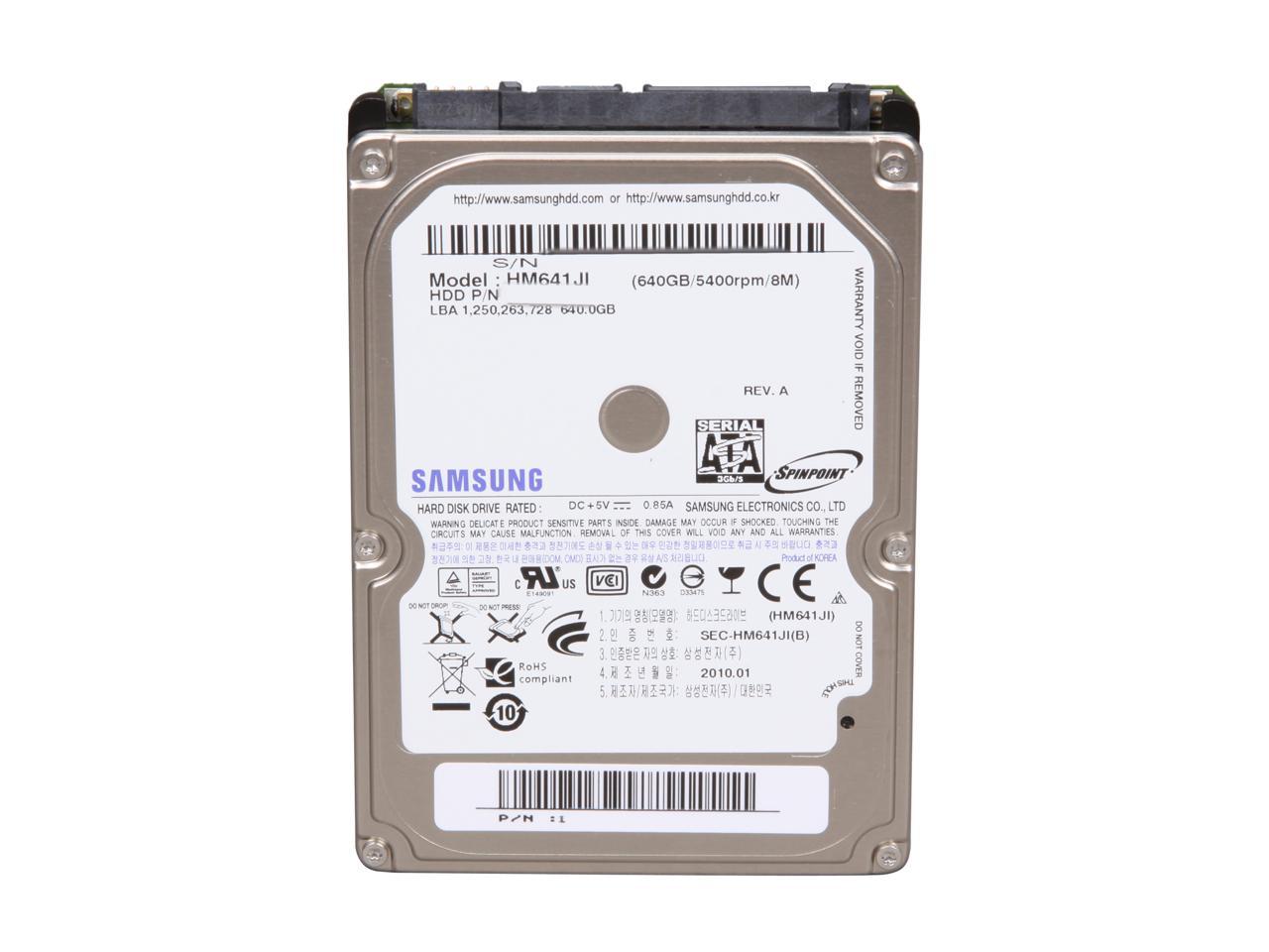 Samsung Spinpoint M7E Hm641Ji 640Gb 5400 Rpm 8Mb Cache Sata 3.0Gb/S 2.5" Internal Notebook Hard Drive Bare Drive