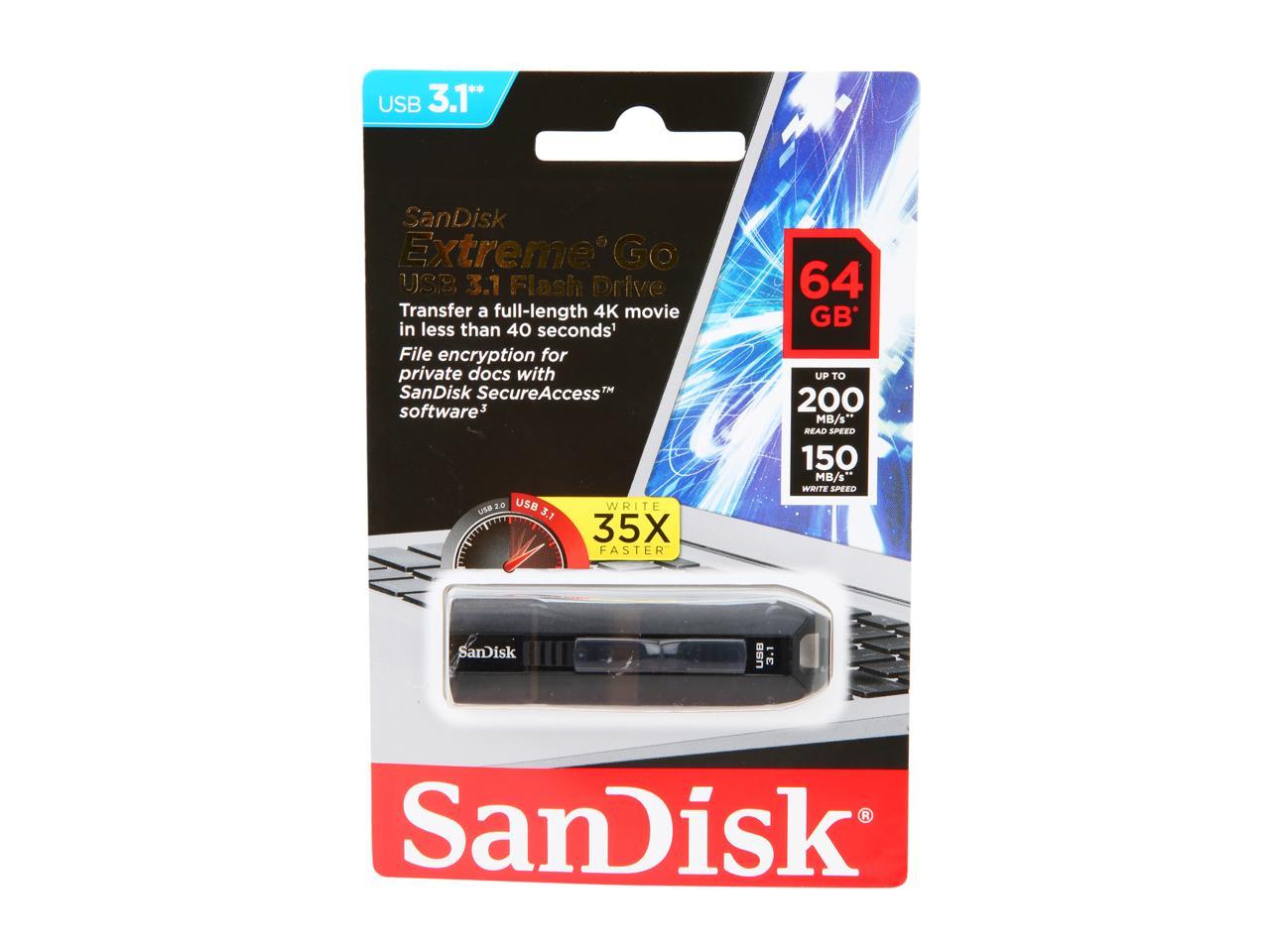 SanDisk 128GB Extreme Go USB 3.1 Flash Drive - SDCZ800-128G-G46