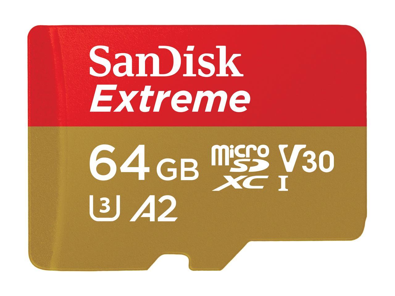 Carte mémoire Sandisk Extreme Microsdxc Uhs-I/U3 A2 1 To avec  SDSQXA2-064G-GN6MA – TeciSoft