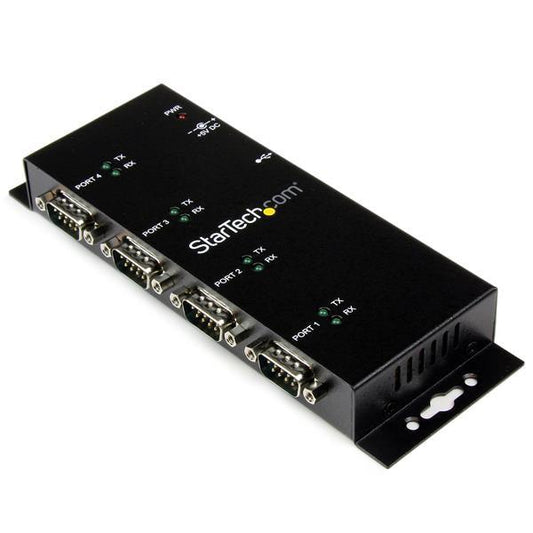 Startech.Com 4 Port Usb To Db9 Rs232 Serial Adapter Hub  Industrial Din Rail And Wall Mountable