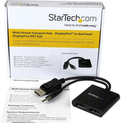Startech.Com 2-Port Multi Monitor Adapter - Displayport 1.2 Mst Hub - Dual 4K 30Hz Or 1080P - Usb