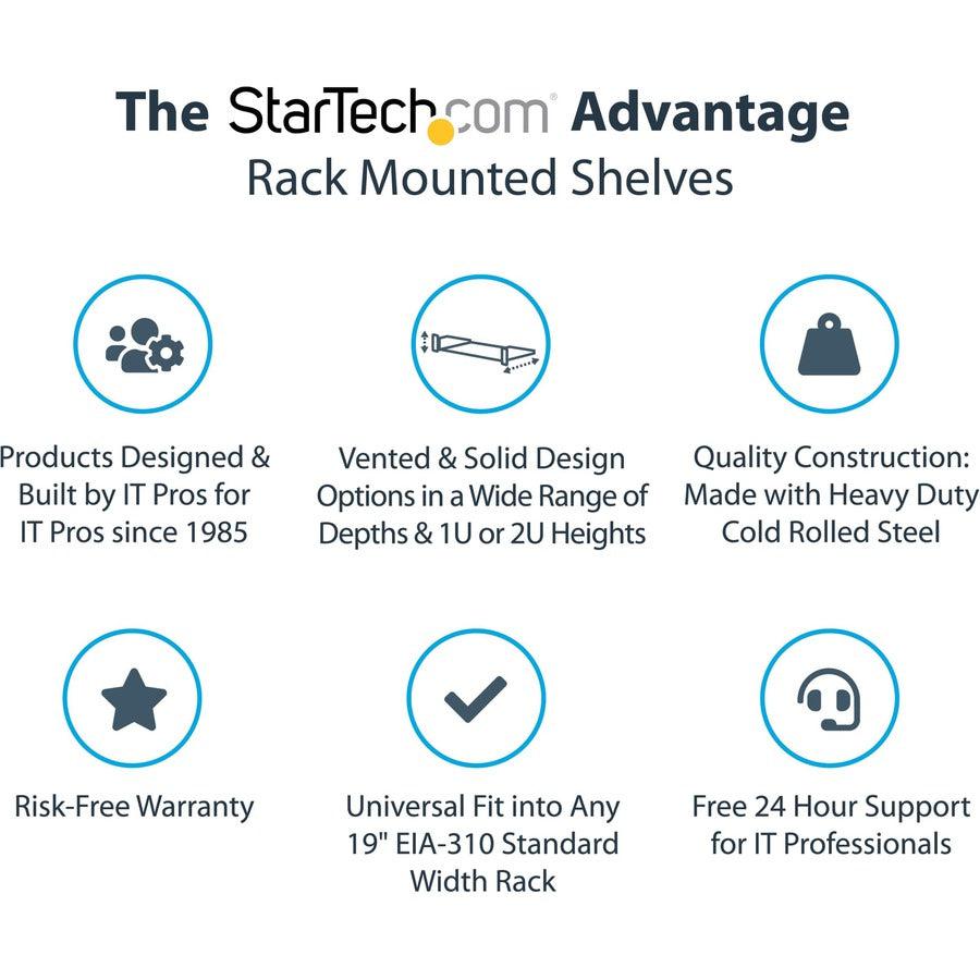 Startech.Com 2U Server Rack Shelf - Universal Rack Mount Cantilever Shelf For 19" Network Cabshelfhd