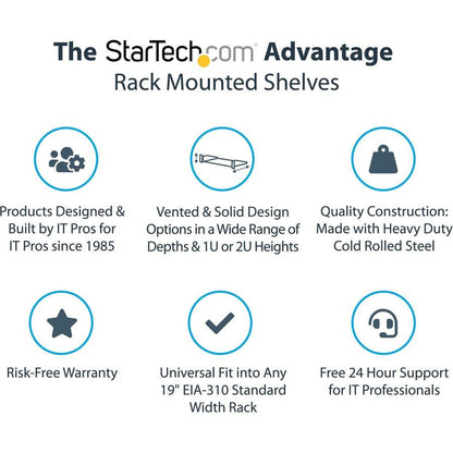 Startech.Com 2U Server Rack Shelf - Universal Rack Mount Cantilever Shelf For 19" Network Cabshelfhd
