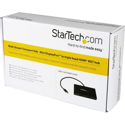 Startech.Com 3-Port Multi Monitor Adapter - Mini Displayport To Hdmi Mst Hub - Triple 1080P Or