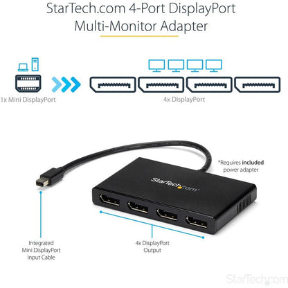 Startech.Com 4-Port Multi Monitor Adapter - Mini Displayport To Displayport Mst Hub - 4X 1080P -