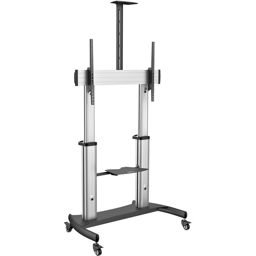 Startech.Com Mobile Tv Stand - Heavy Duty Tv Cart For 60-100" Display (100Kg/220Lb) - Height Adjustable Rolling Flat Screen Floor Standing On Wheels - Universal Television Mount W/Shelves