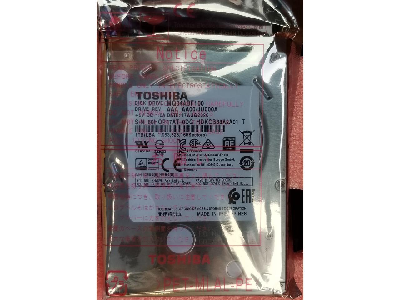 Toshiba Mq02Abf100 1Tb 5400 Rpm 16Mb Cache Sata 6.0Gb/S 2.5" Internal Notebook Hard Drive Bare Drive