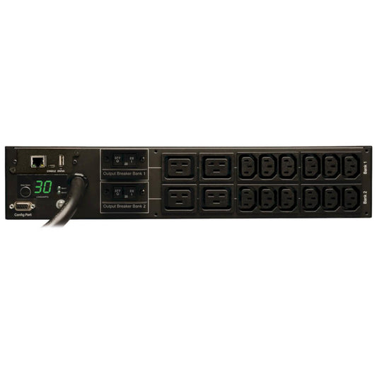 Tripp Lite 5/5.8Kw Single-Phase Monitored Pdu, 208/240V Outlets (12-C13 And 4-C19), L6-30P, 12Ft Cord, 2U Rack-Mount