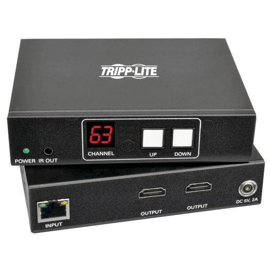 Tripp Lite B160-201-Hsi Hdmi Over Ip Extender Kit With Built-In 2-Port Splitter, Rs-232 Serial And Ir Control, 1080P 60 Hz, 328 Ft. (100 M), Taa