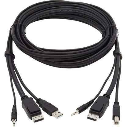 Tripp Lite Displayport Kvm Cable Kit, 3 In 1 - 4K Displayport, Usb, 3.5 Mm Audio (3Xm/3Xm), 4:4:4, 3.05 M, Black