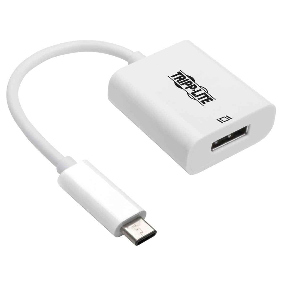 Tripp Lite U444-06N-DP8W 6 in. 8K UHD USB C to DisplayPort Adapter Cable with Equalizer White