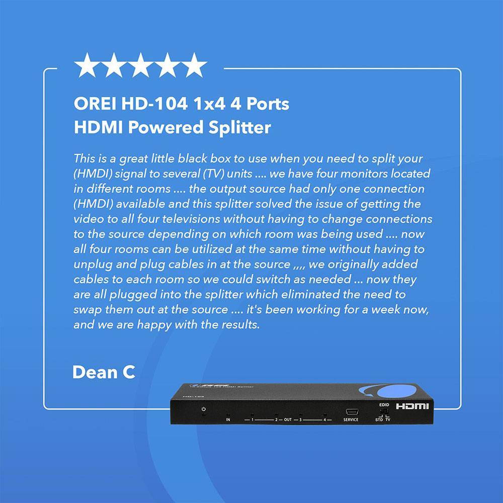 1 Input 4 Output HDMI Splitter with EDID management (HD-104)