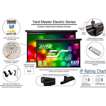 100In Diag Yard Master Electric,Outdoor 16:9 Screen