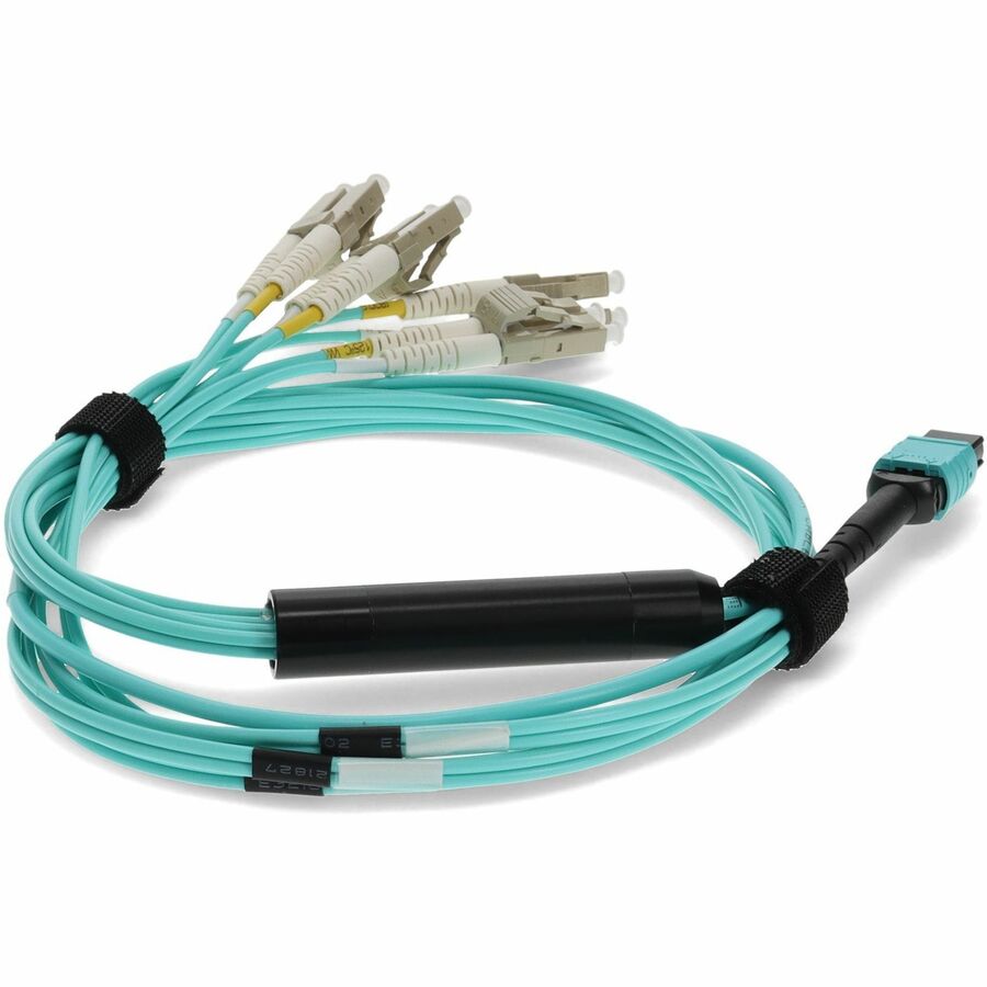 Addon 1M Mpo (Female) To 8Xlc (Male) 8-Strand Aqua Om3 Fiber Fanout Cable