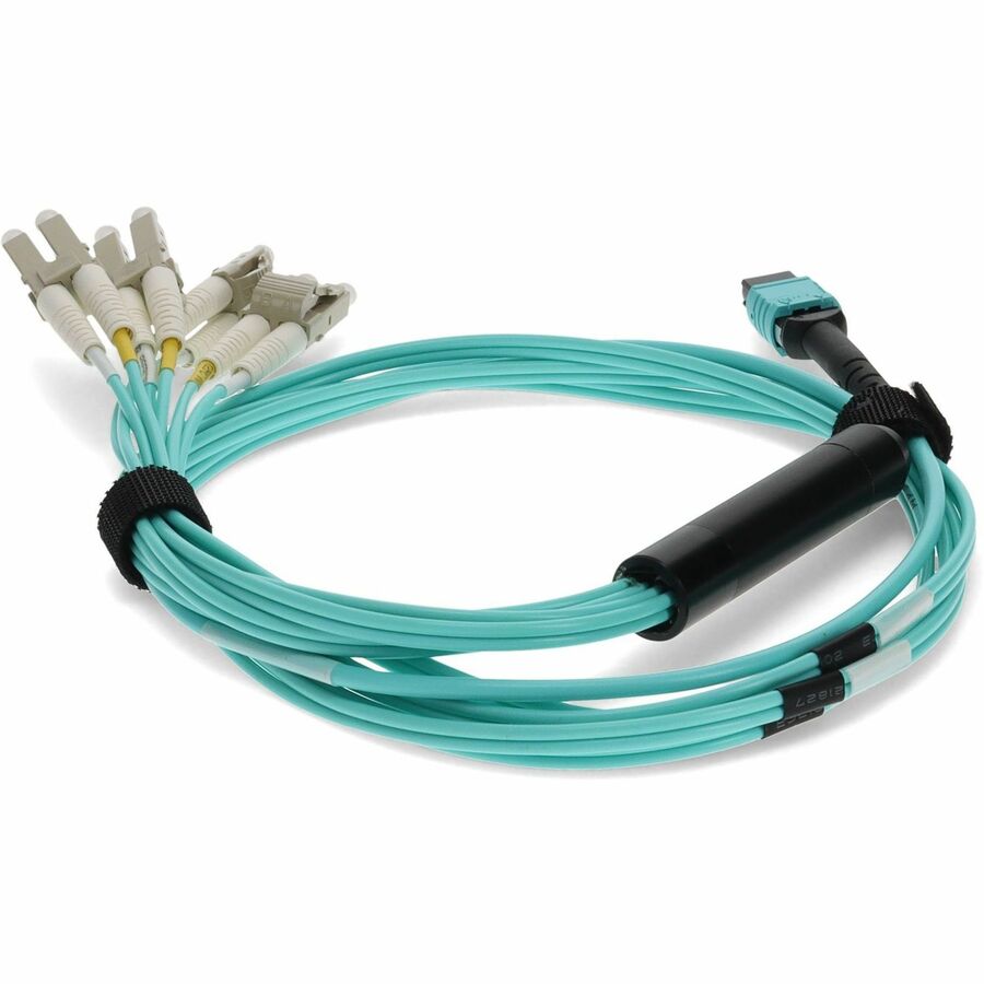 Addon 1M Mpo (Female) To 8Xlc (Male) 8-Strand Aqua Om3 Fiber Fanout Cable