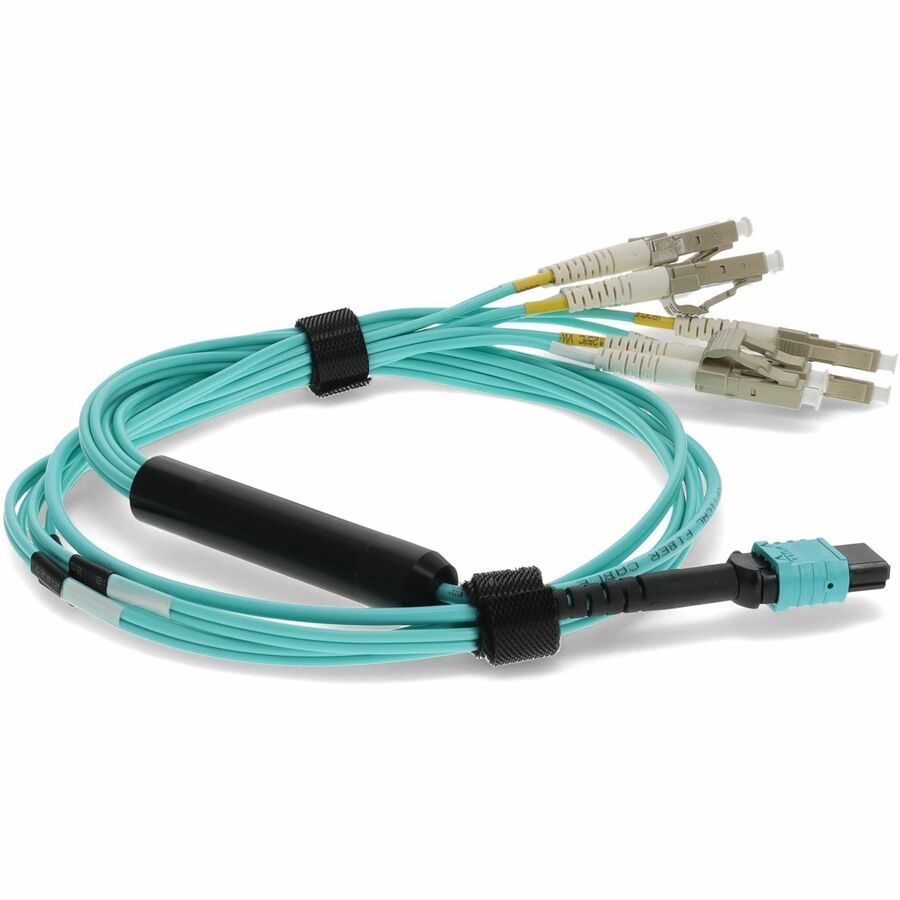 Addon 1M Mpo (Female) To 8Xlc (Male) 8-Strand Aqua Om3 Fiber Fanout Cable