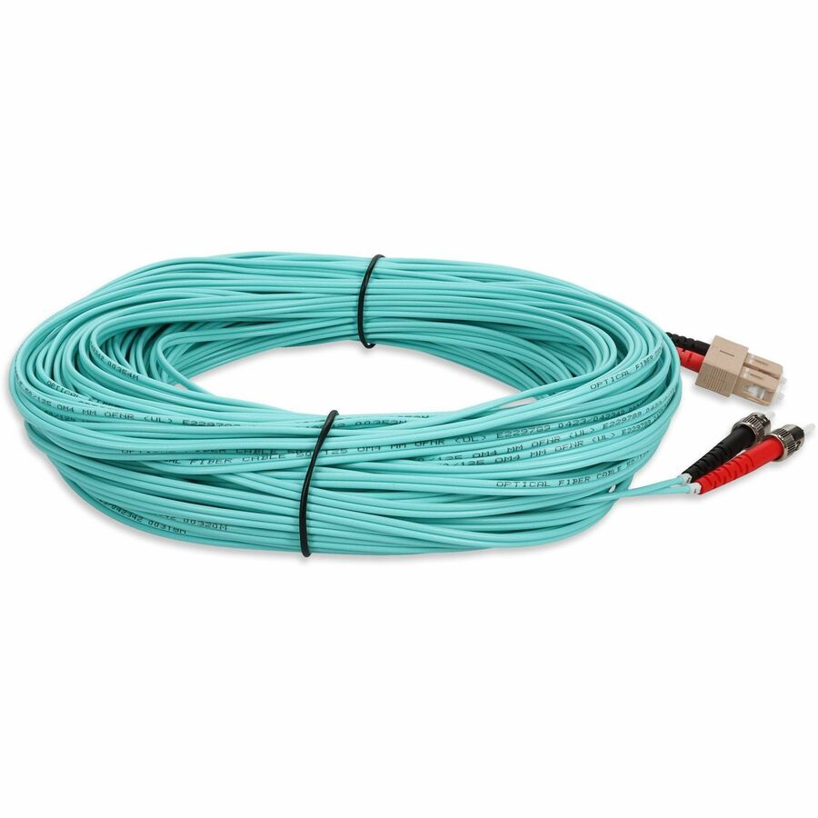 Addon 30M Sc (Male) To St (Male) Aqua Om4 Duplex Fiber Ofnr (Riser-Rated) Patch Cable