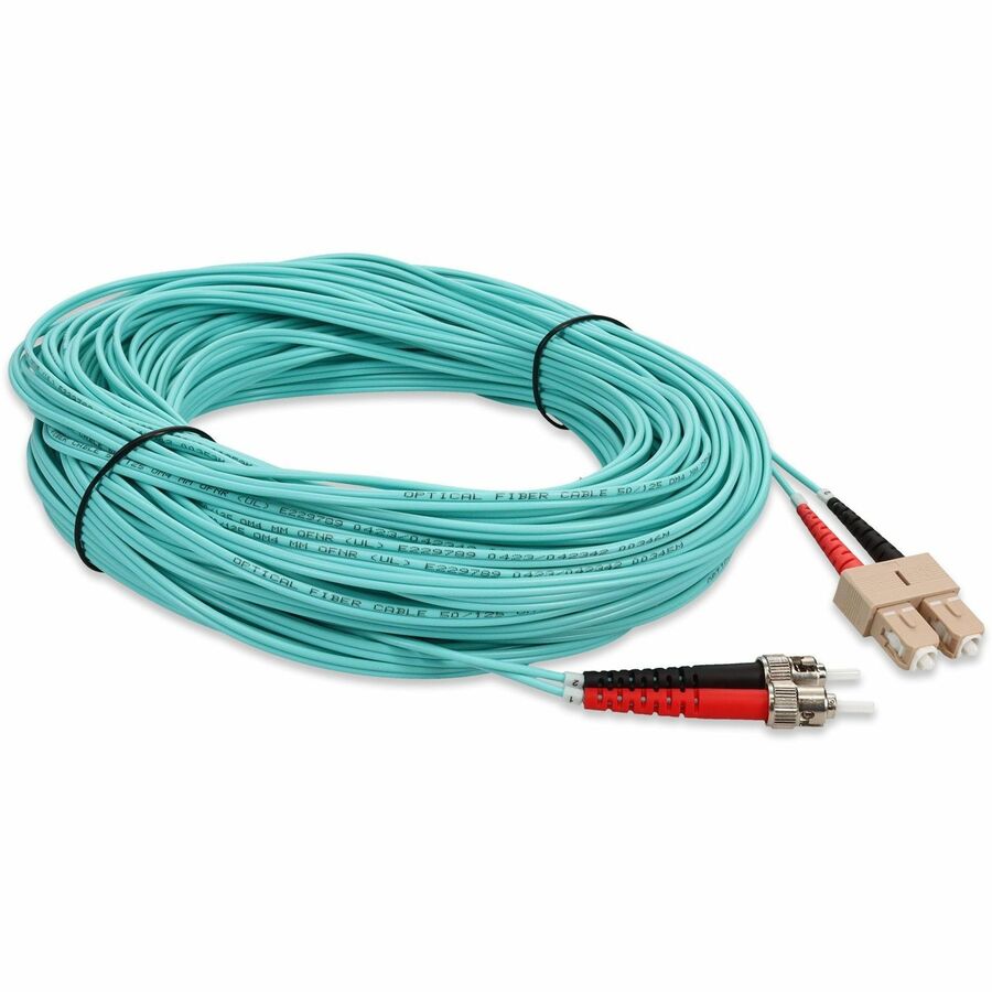 Addon 30M Sc (Male) To St (Male) Aqua Om4 Duplex Fiber Ofnr (Riser-Rated) Patch Cable