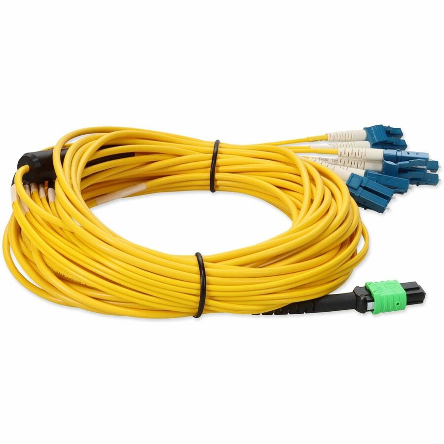 Addon 1M Mpo (Female) To 6Xlc (Male) 12-Strand Yellow Os2 Duplex Ofnr (Riser-Rated) Fiber Fanout Cable