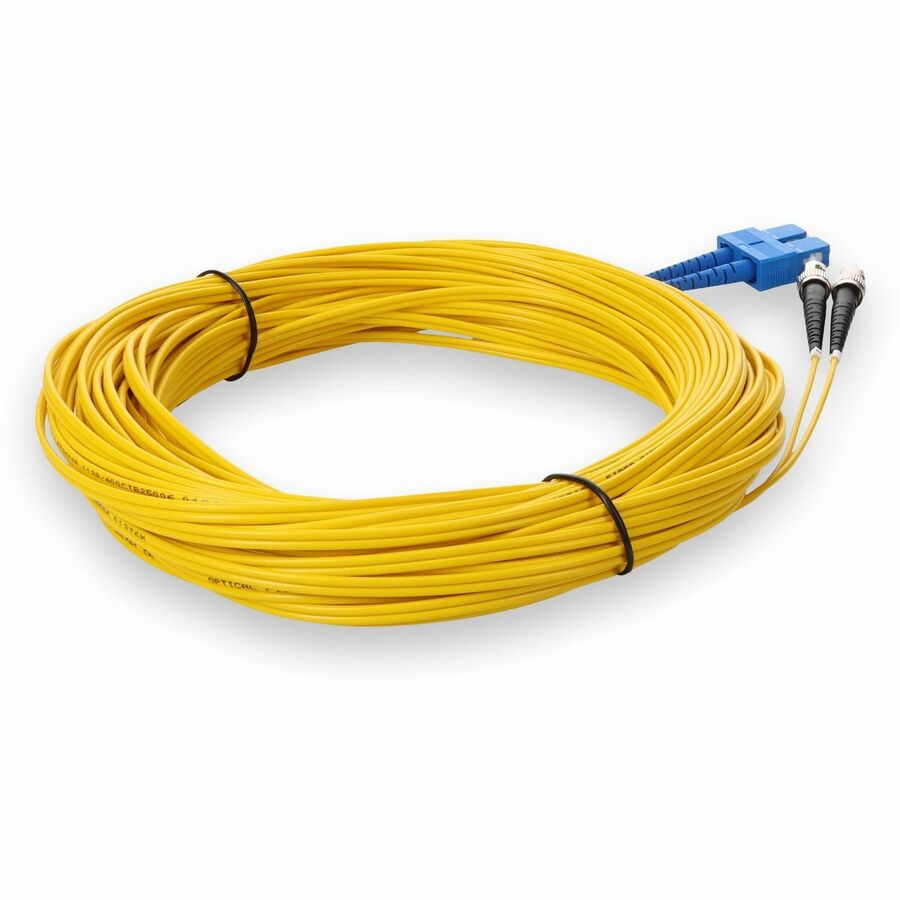 Addon 30M Sc (Male) To St (Male) Yellow Os2 Duplex Fiber Ofnr (Riser-Rated) Patch Cable