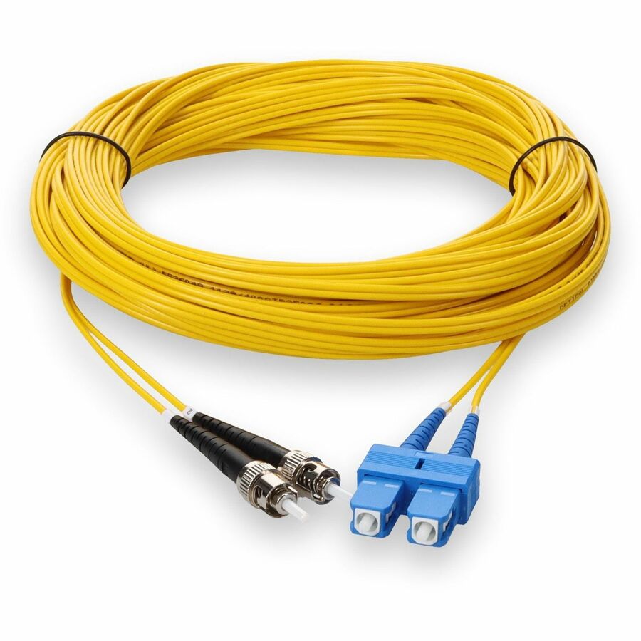 Addon 30M Sc (Male) To St (Male) Yellow Os2 Duplex Fiber Ofnr (Riser-Rated) Patch Cable