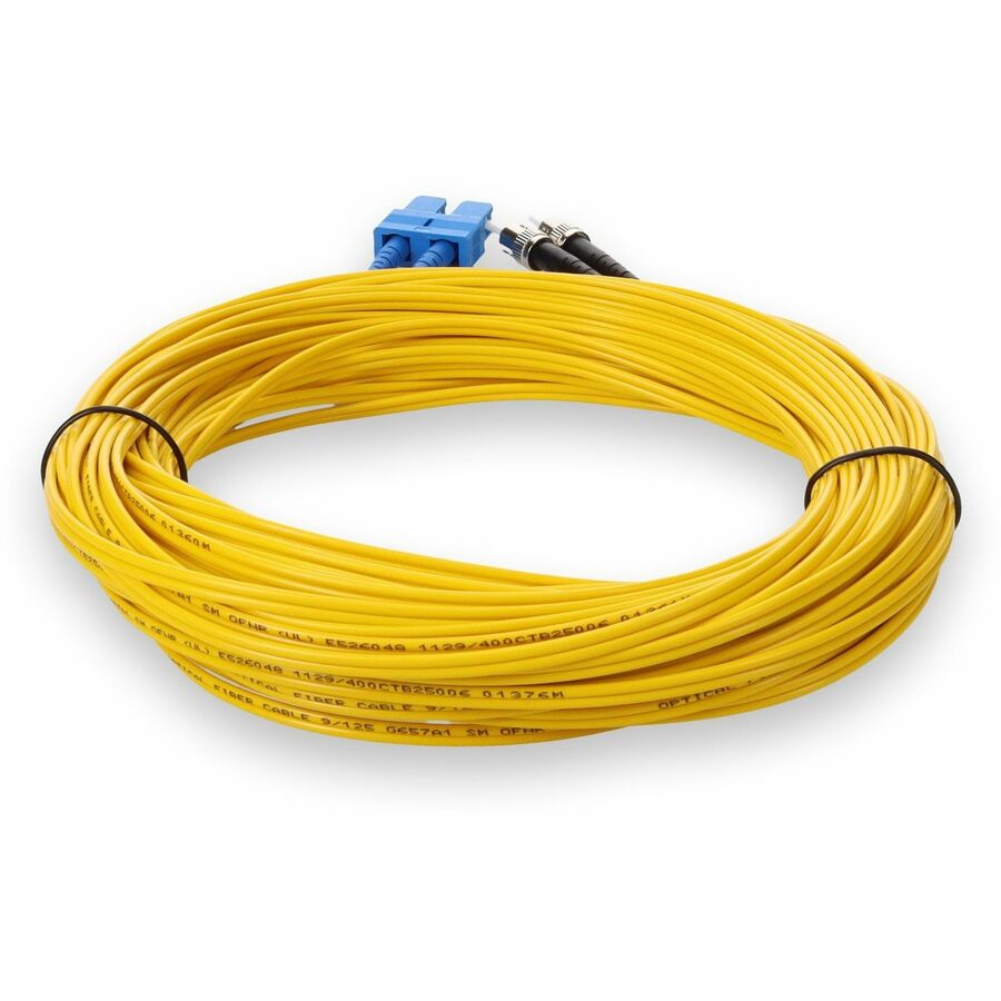 Addon 30M Sc (Male) To St (Male) Yellow Os2 Duplex Fiber Ofnr (Riser-Rated) Patch Cable