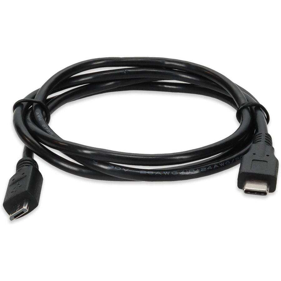 Addon 5-Pack Of 1M Usb 3.1 (C) Male To Micro-Usb 2.0 (B) Male Black Cables