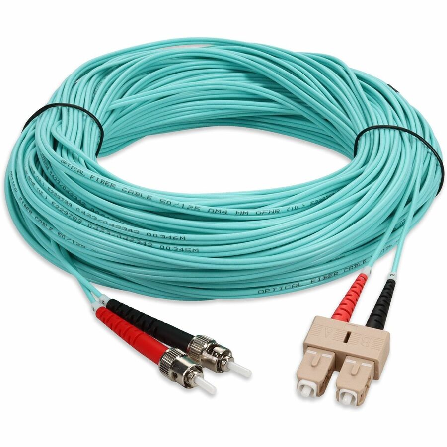 Addon 50M St (Male) To Sc (Male) Aqua Om4 Duplex Fiber Ofnr (Riser-Rated) Patch Cable