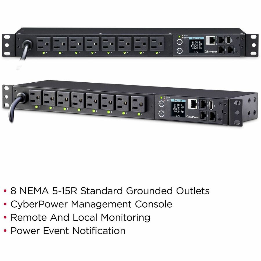 Cyberpower Pdu81001 Power Distribution Unit (Pdu) 8 Ac Outlet(S) 1U Black