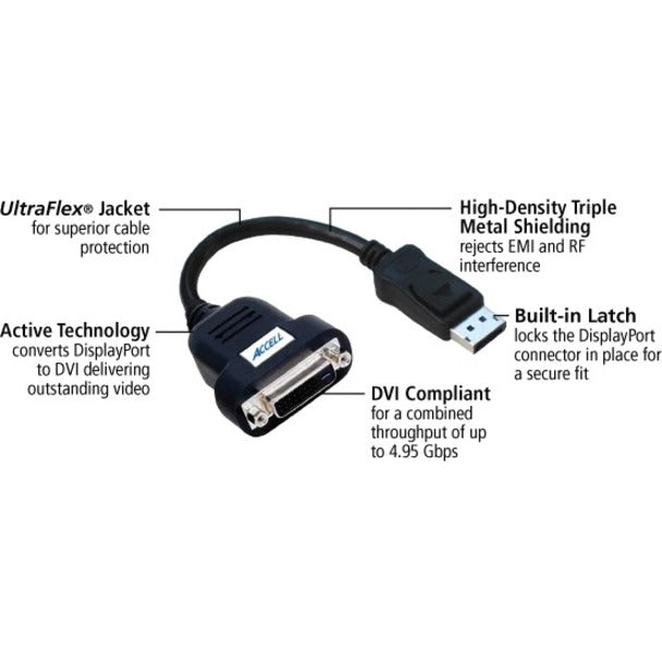 Accell UltraAV DisplayPort to DVI-D Active Single-Link Adapter B087B-005B-2