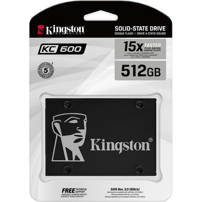 Kingston KC600 512 GB Solid State Drive - 2.5 Internal - SATA (SATA/600)" SKC600/512G