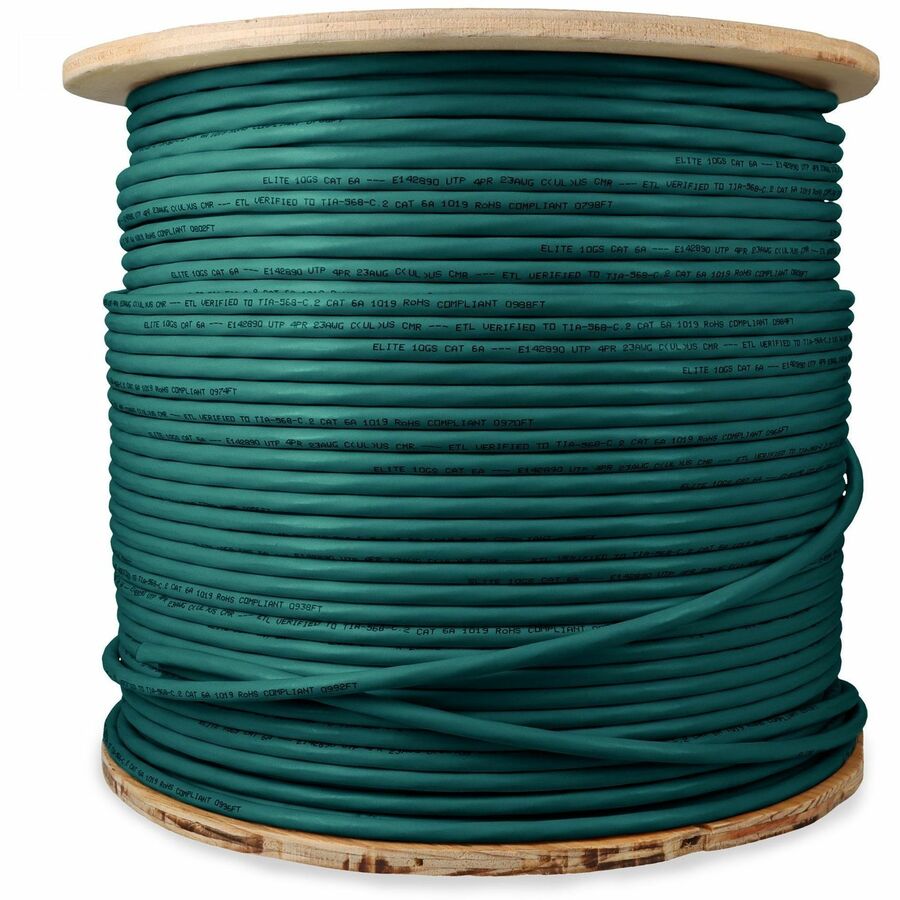 AddOn 1000ft Non-Terminated Green Cat6A UTP PVC Copper Patch Cable ADD-CAT6ABULK1K-GN