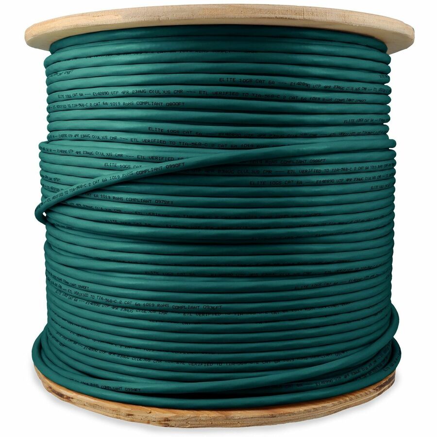 AddOn 1000ft Non-Terminated Green Cat6A UTP PVC Copper Patch Cable ADD-CAT6ABULK1K-GN