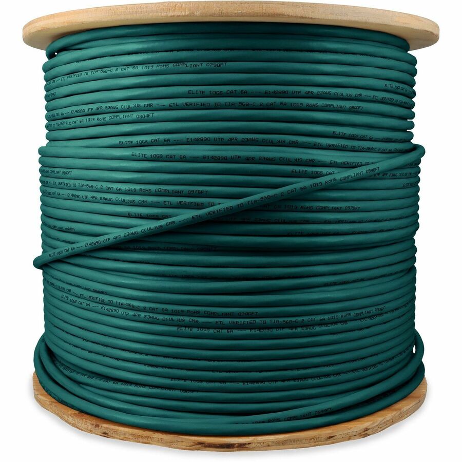 Addon 1000Ft Non-Terminated Green Cat6A Utp Pvc Copper Patch Cable
