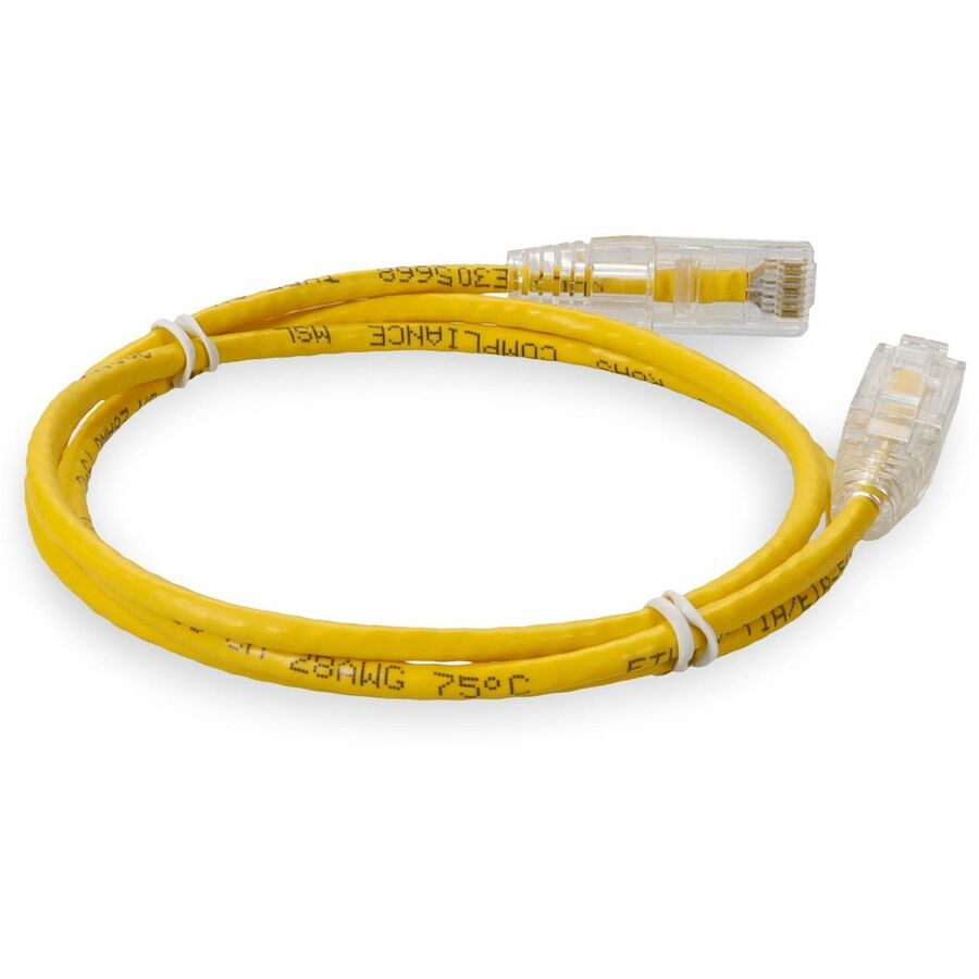 AddOn 2ft Yellow CAT 6 Slim PVC Ethernet Cable Snagless Clear-Claw RJ-45 M/M ADD-2FSLCAT6-YW