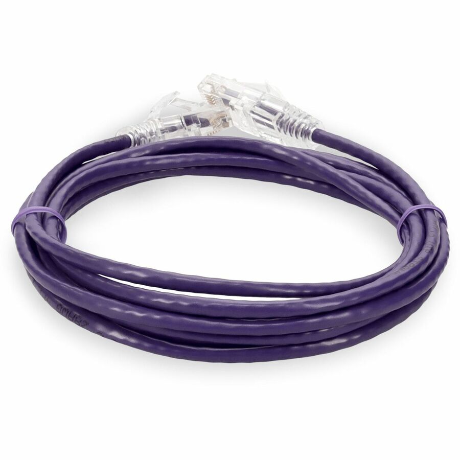 AddOn 5ft Purple CAT 6 Slim PVC Ethernet Cable Snagless Clear-Claw RJ-45 M/M ADD-5FSLCAT6-PE