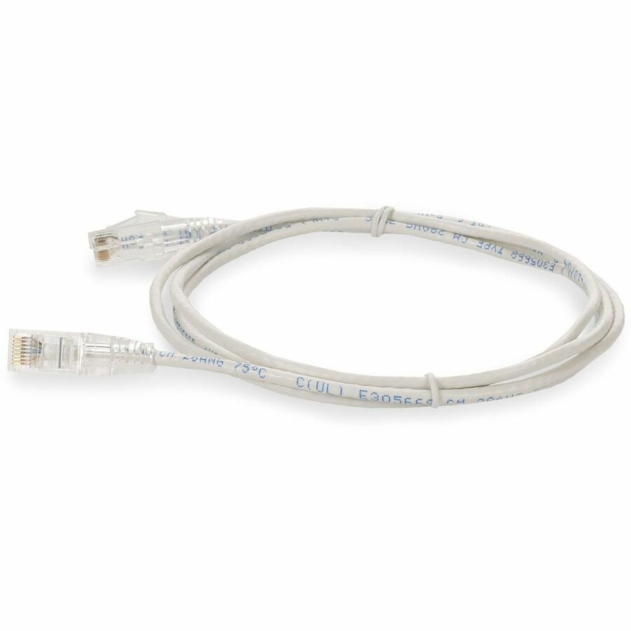 AddOn 2ft White CAT 6 Slim PVC Ethernet Cable Snagless Clear-Claw RJ-45 M/M ADD-2FSLCAT6-WE