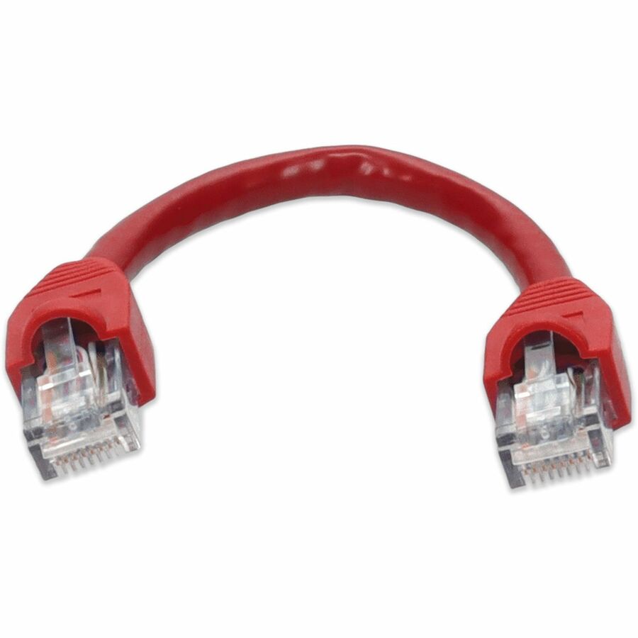 AddOn 6in Red CAT 6A PVC Ethernet Cable Snagless Bubble Boot RJ-45 M/M ADD-0-5FCAT6A-RD