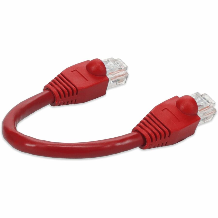 AddOn 6in Red CAT 6A PVC Ethernet Cable Snagless Bubble Boot RJ-45 M/M ADD-0-5FCAT6A-RD